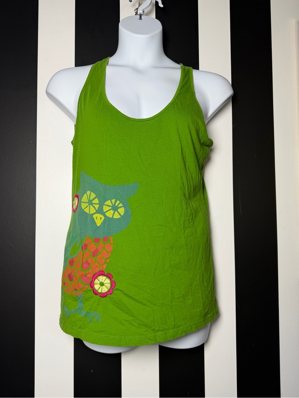 Old Navy Bright Green Owl Graphic Tank Top
